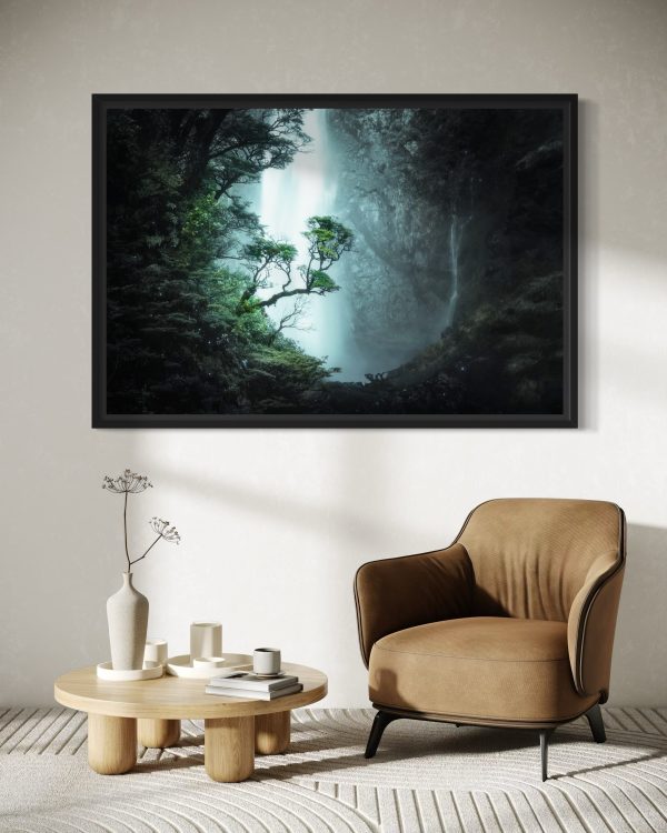 Aerial photograph of Punchbowl Falls in the Southern Alps, fine art print by Scott Jon